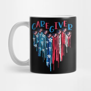 Caregiver Life American Flag Melting Heart 4th Of July Mug